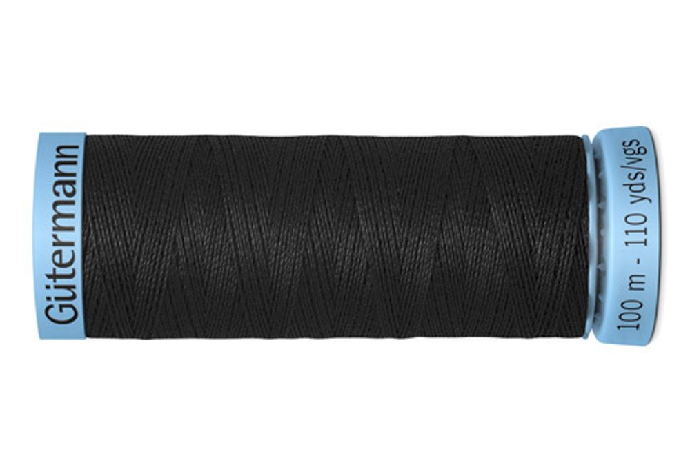 Нитки шелковые Gutermann Silk S303, 100м, _000 черный, 5 катушек
