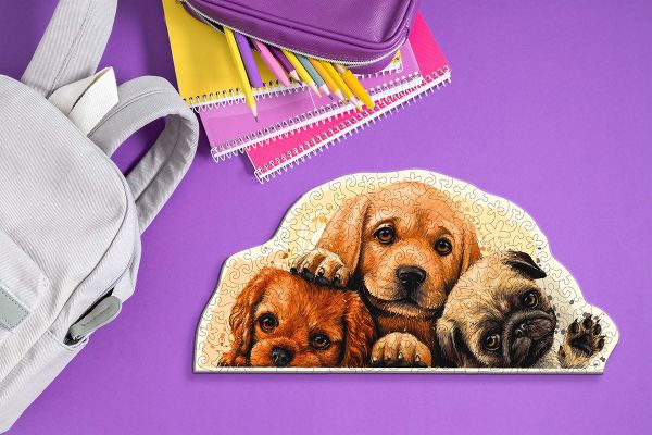 Пазл фигурный деревянный Забавные щенки 154 элементов, Фрея PZLF-003