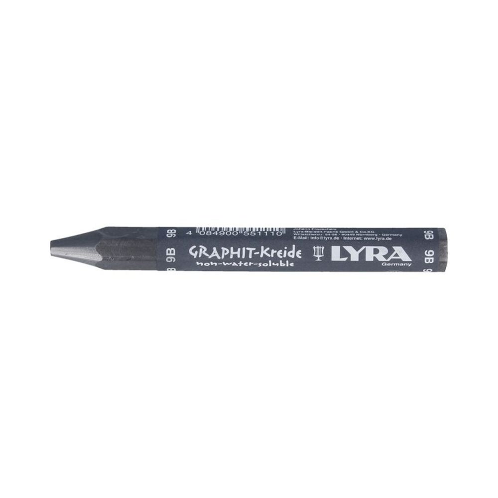 Мелок графитный Graphite нерастворимый в воде заточенный 12 шт, 9B L5620109, Lyra L5620109