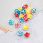 Цветочек-розочка мраморная из фоамирана 38 мм, микс №13, 3 цвета, 24 шт