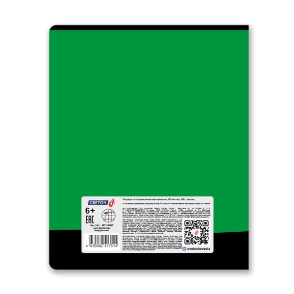 Тетрадь со справочным материалом Без фильтров, A5+ 48 л. на скобе 60 г/м², белизна 90%, 10 шт, клетка, 00849 Информатика, Светоч 48Т1