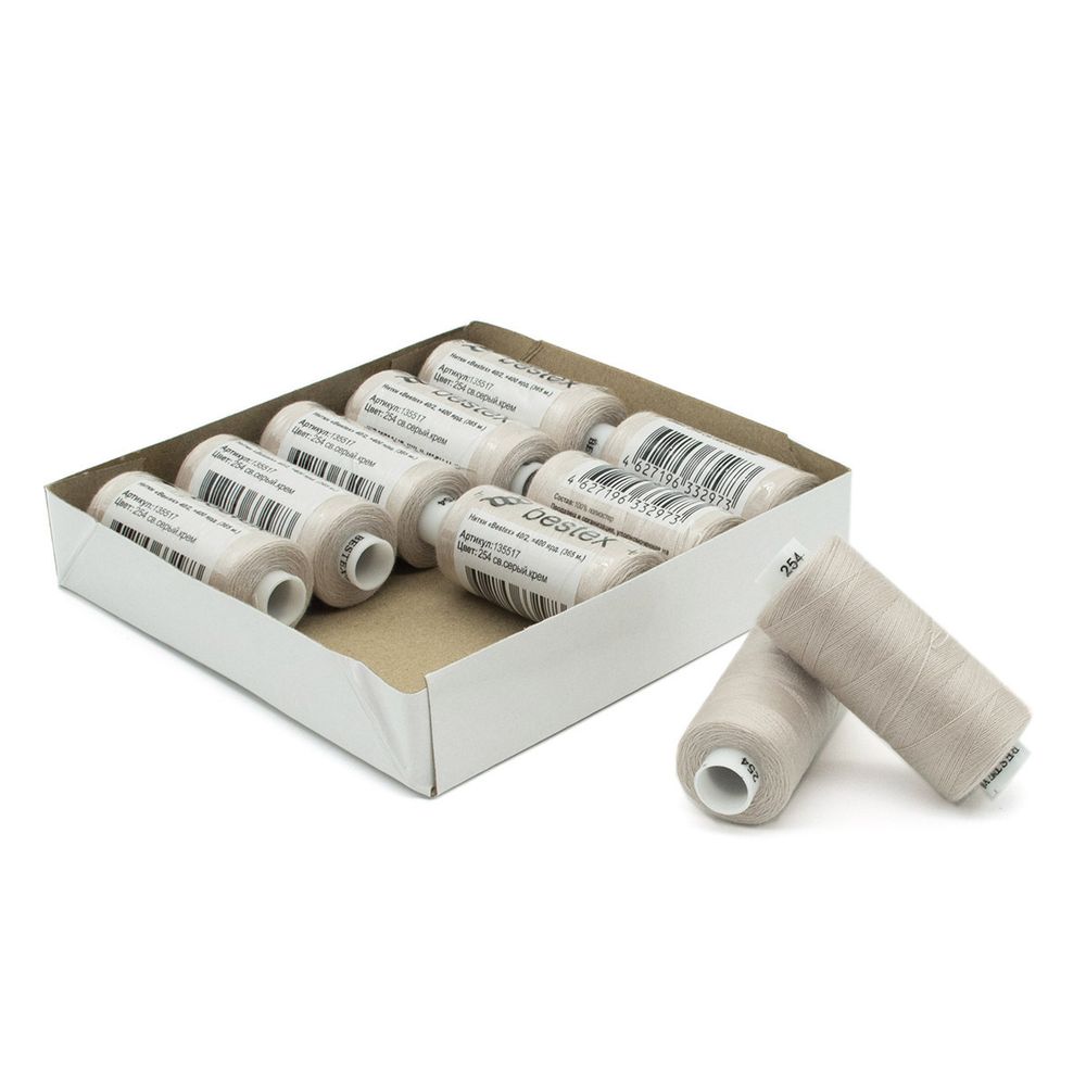 Нитки швейные бытовые Bestex 40/2, 365 м (400 ярд) / 10 кат., 254 тускло-розовый