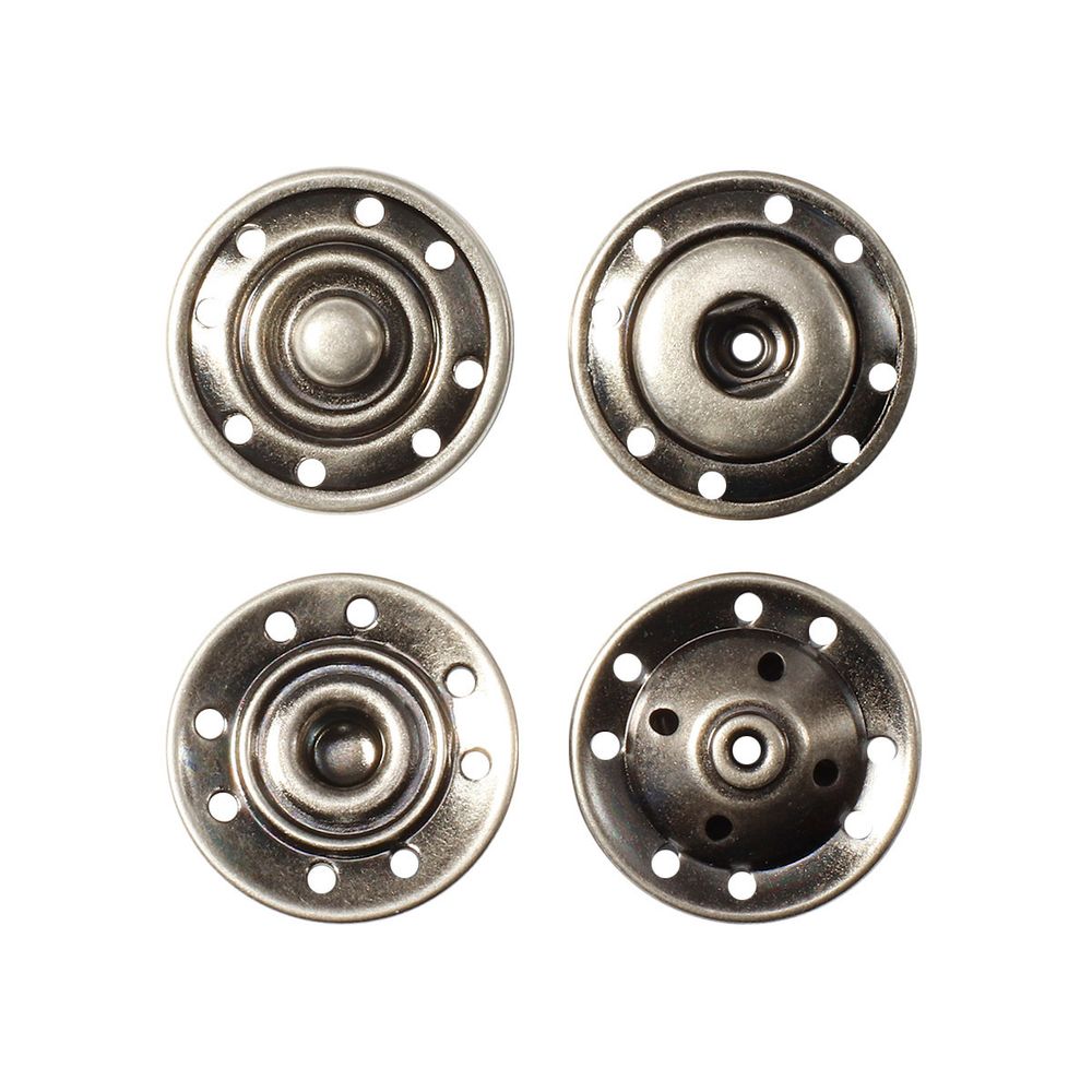Кнопка пришивная металл ⌀19.0 мм, темное серебро, 10 шт