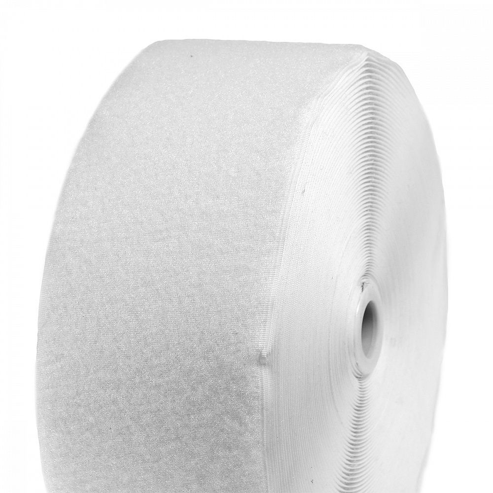 Лента контактная липучка (велкро) пришивная уп. 100 мм / 25 метров, F101 белый, /петля/, кач."C" /TOS/