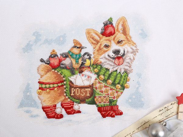 Набор для вышивания нитками Panna, Новогодняя почта 25,5х22 см