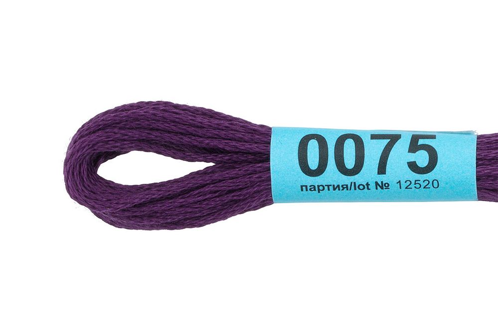 Мулине Gamma 100% хлопок, цв.0075 т.лиловый, 24 мотка по 8 метров