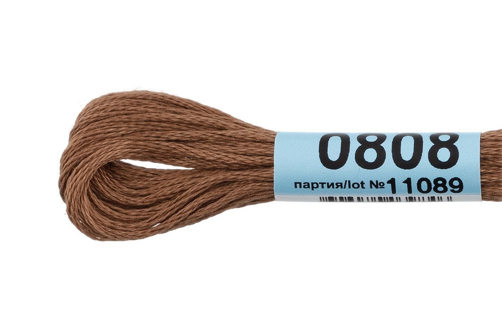 Мулине Gamma 100% хлопок, цв.0808 коричневый, 24 мотка по 8 метров