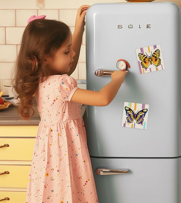 Картина по номерам Фрея PNBM-026, Пестрые бабочки, (на магните) 9х9 см