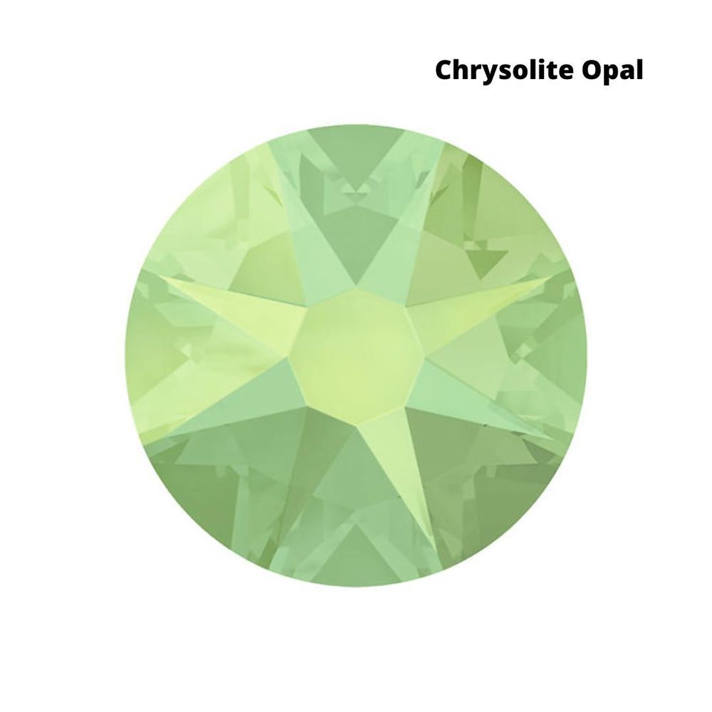 Стразы Swarovski клеевые плоские 2028HF, ss 6 (2 мм), Chrysolite Opal M, 144 шт