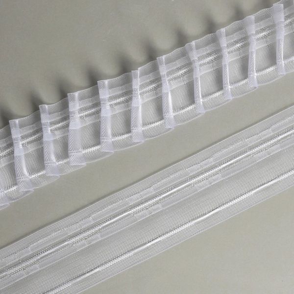 Лента (тесьма) шторная: сборка косая (правый наклон) (1:2) 50 мм / 50 метров, прозрачная