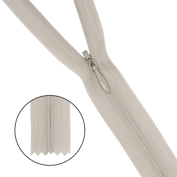 Молния потайная (скрытая) Т3 (3 мм) 1 зам., н/раз., 20 см, св.бежевый, 31206 / 20, 10 шт