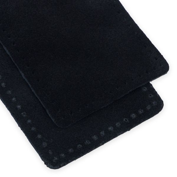 Заплатки пришивные из замши, прямоугольник 6х9,6см с перфорацией, 2 шт, 100% кожа, 20 черный, 59113