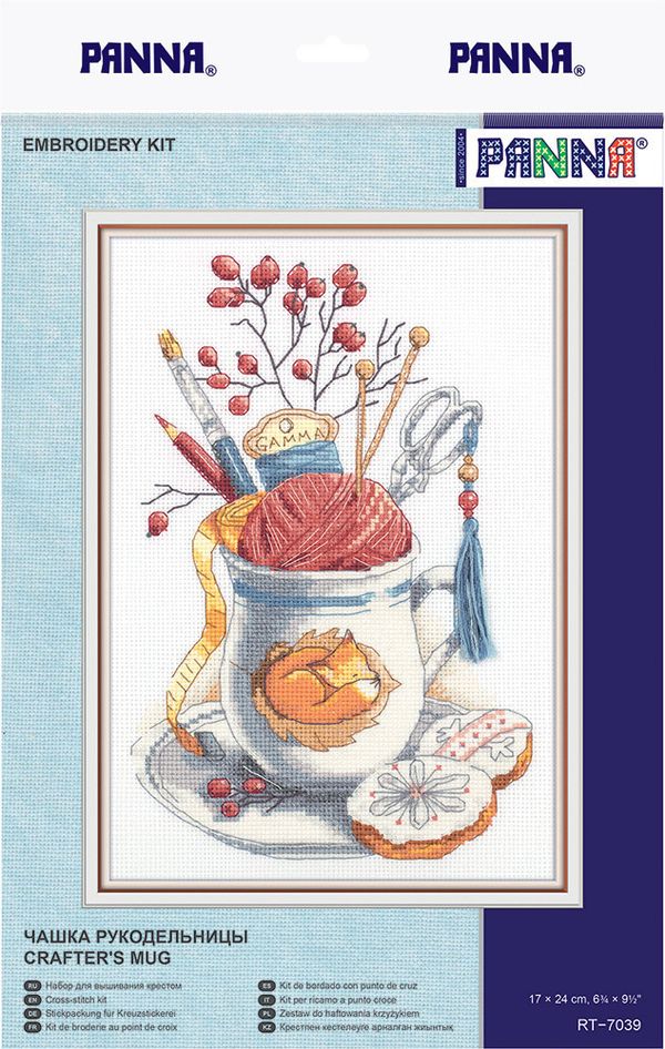 Набор для вышивания нитками Panna, Чашка рукодельницы, 17х24 см
