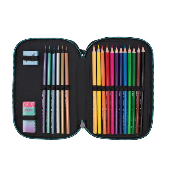 Пенал на молнии трехярусный с наполнением 19,5*13*7,5 см, 081364SN1P, Milan 081364SN1P