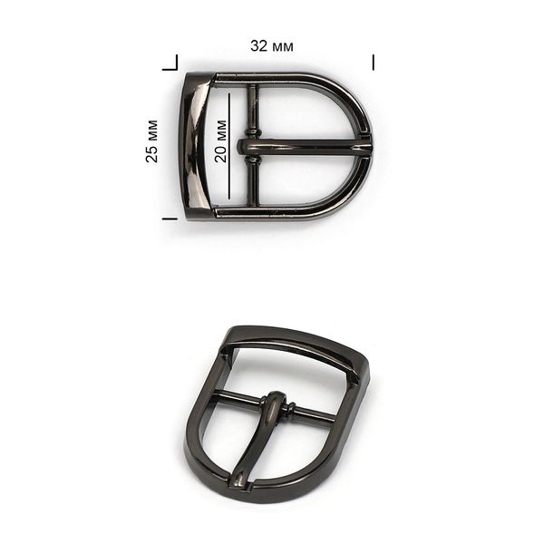 Пряжка ременная металл 32х25 мм, внутр. размер 20 мм, цв. чер.никель уп. 5 шт