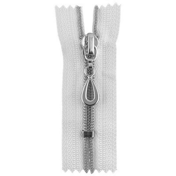 Молния спираль (витая) Т8 (8 мм) 1 зам., разъем., 85 см, с напылением, 101S белый / серебро, G105S Gamma, 10 шт