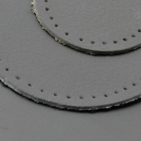 Набор заплаток пришивных из кожи, овал 4х5,5см, 6х8,2см, 8х10,9см, с перфорацией, 3 шт (07 серый), 9404