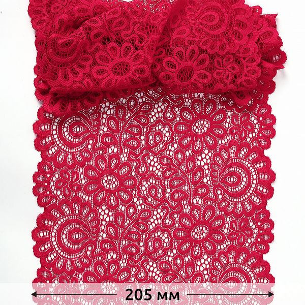 Кружево бельевое эластичное 205 мм / 25 м, TBY.YSTL00839, цв.18-1750 карминовый красный, Kruzhevo