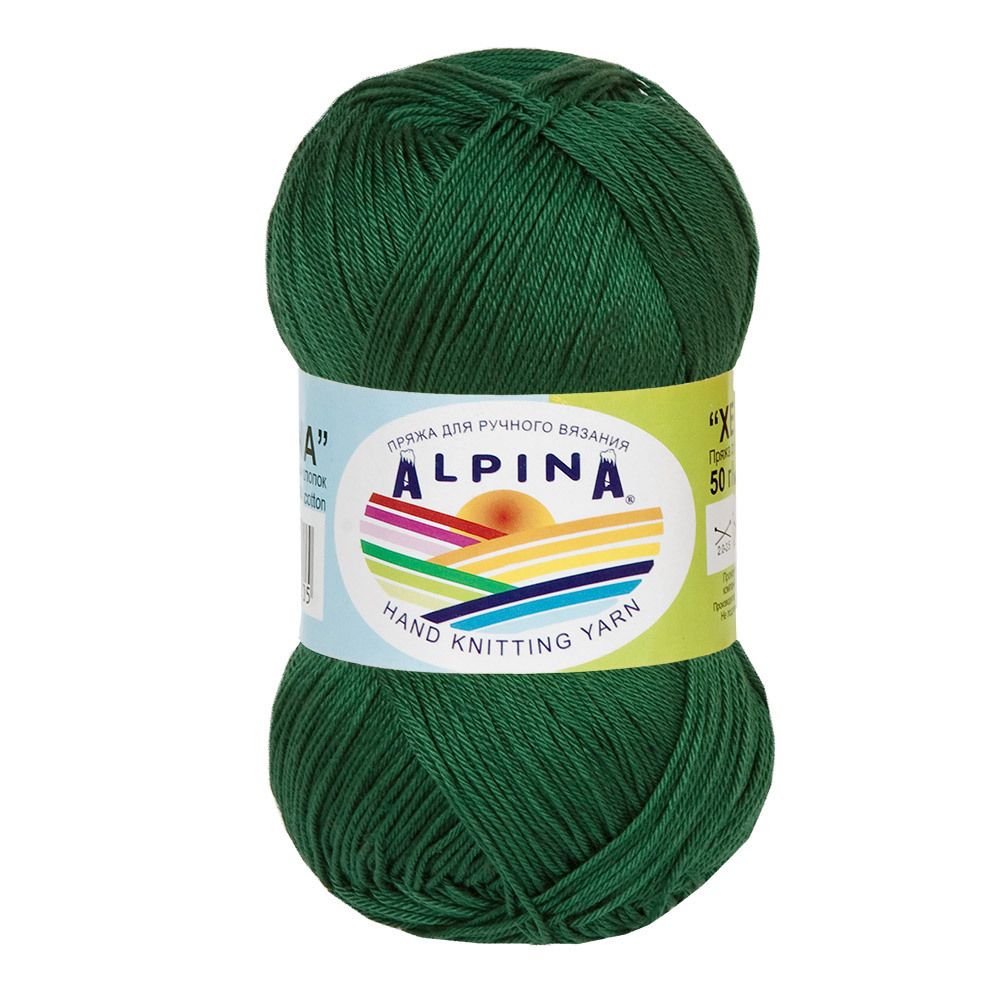 Пряжа Alpina Xenia / уп.10 мот. по 50г, 240м, 072 т.зеленый