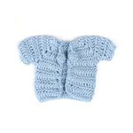 Кофта вязаная мини (ручная вязка), ширина 8см длина 9см рукав 5см цв.голубой