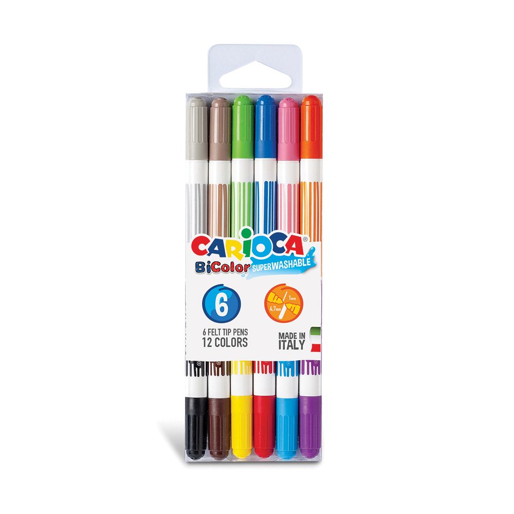 Фломастеры двусторонние BiColor 12 цв, 6 шт, ассорти 42269, Carioca