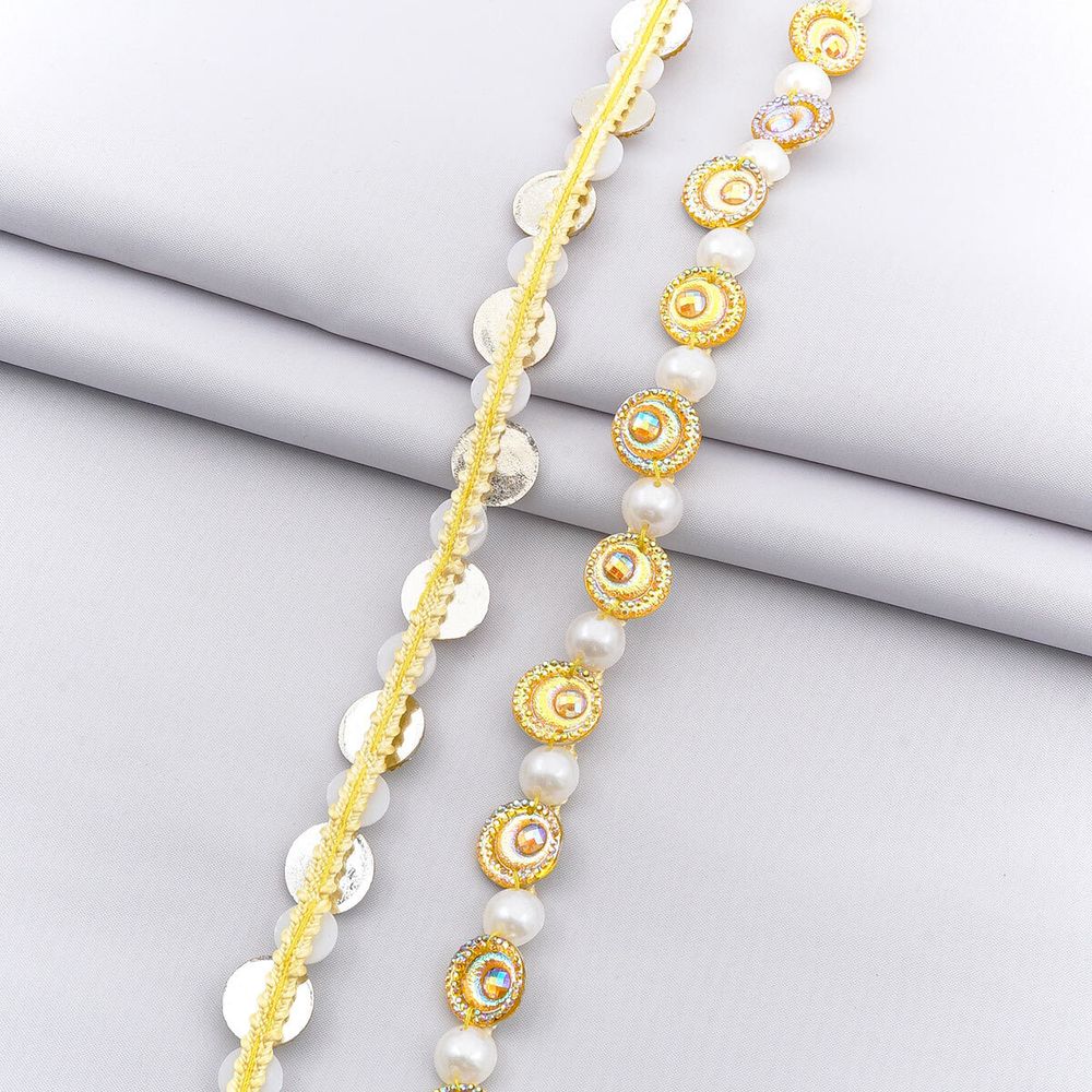 Тесьма отделочная 15 мм / 7.7 метра, YU-001 цв.золото, 26151