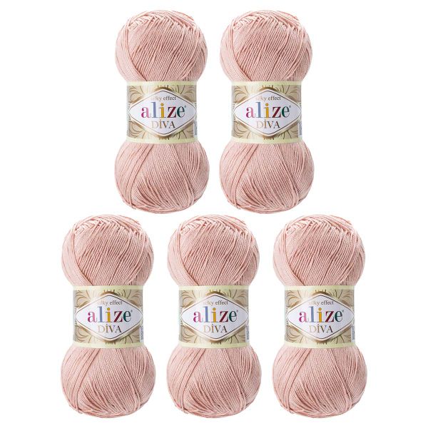 Пряжа Alize (Ализе) Diva / уп.5 мот. по 100 г, 350м, 161 нежно-розовый