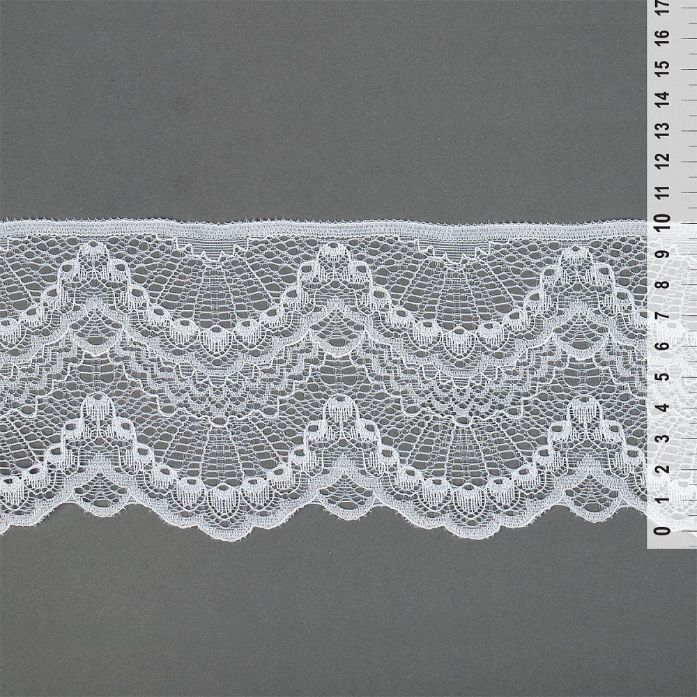 Кружево эластичное (стрейч) 100мм 30239.N цв.001 белый, 25 м, Kruzhevo