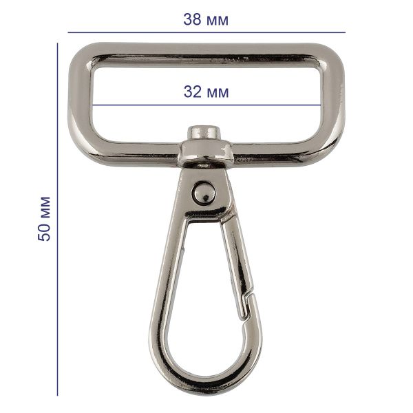 Карабин металл 32.0 мм (50х38 мм), 10 шт, 06 черн.никель, Gamma GH 112/32/10