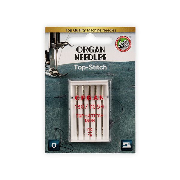 Иглы для швейных машин для отстрачивания top stitch 130/705 H, №90, Top Stitch, 5 игл, 5600090BL 90, ORGAN