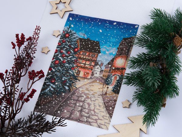 Набор для вышивания нитками Panna, Новогодняя улочка, 21х14 см