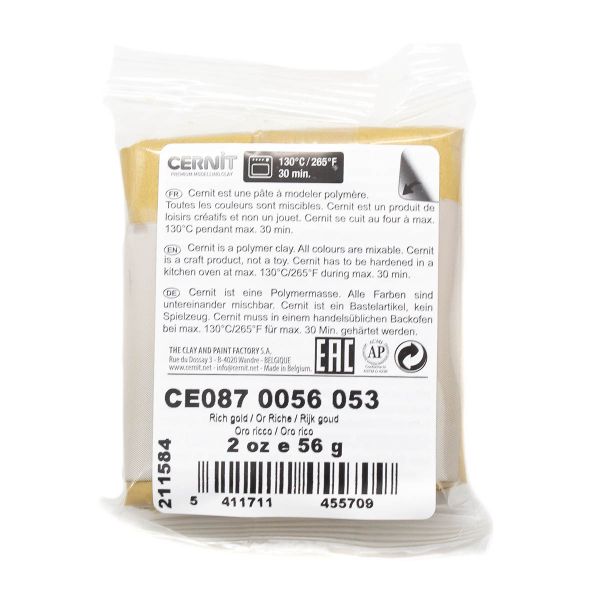 Полимерная глина Cernit Metallic запекаемая, имитация металла 56 гр, 053 темное золото