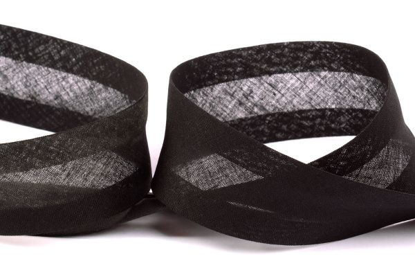 Косая бейка хлопковая 40 мм / 25 метров, 000 черный (080/081), Gamma GK-40C