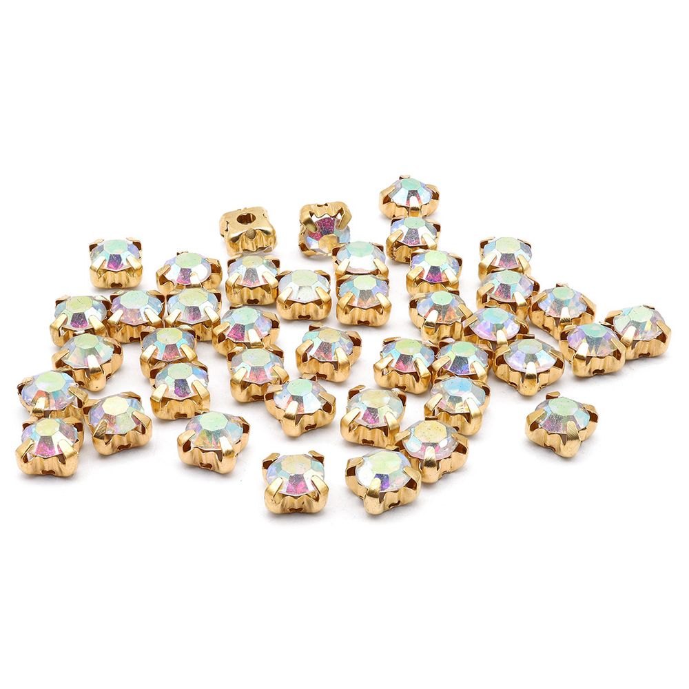 Хрустальные стразы в цапах/золото, 6мм, 40 шт/упак, Astra&Craft (42 прозрачный AB), 4AR169/176