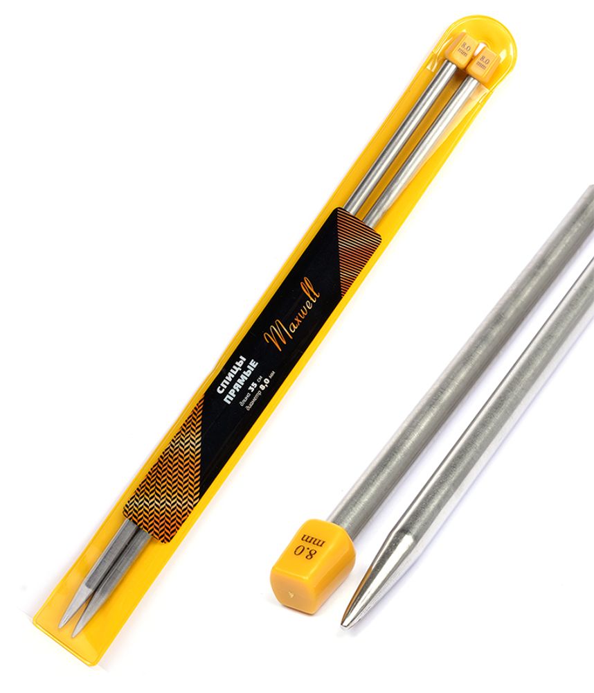 Спицы прямые Maxwell Gold, металл, 35-80 ⌀8,0 мм, 35 см (2 шт)