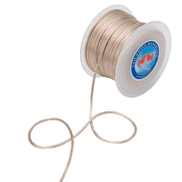 Шнур атласный корсетный ⌀2.0 мм / 50 метров, 3124 бежевый светлый