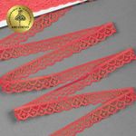 Кружево отделочное в стиле "трикотаж" 12 мм 150-2, цв.04 коралл, 9.14м