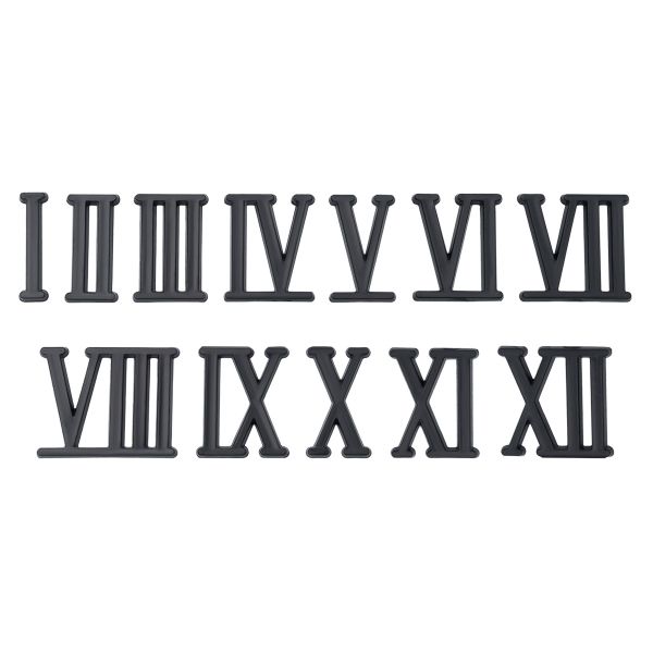 Цифры римские для часов, высота 15 мм, пластик (ZB-10163 черный)