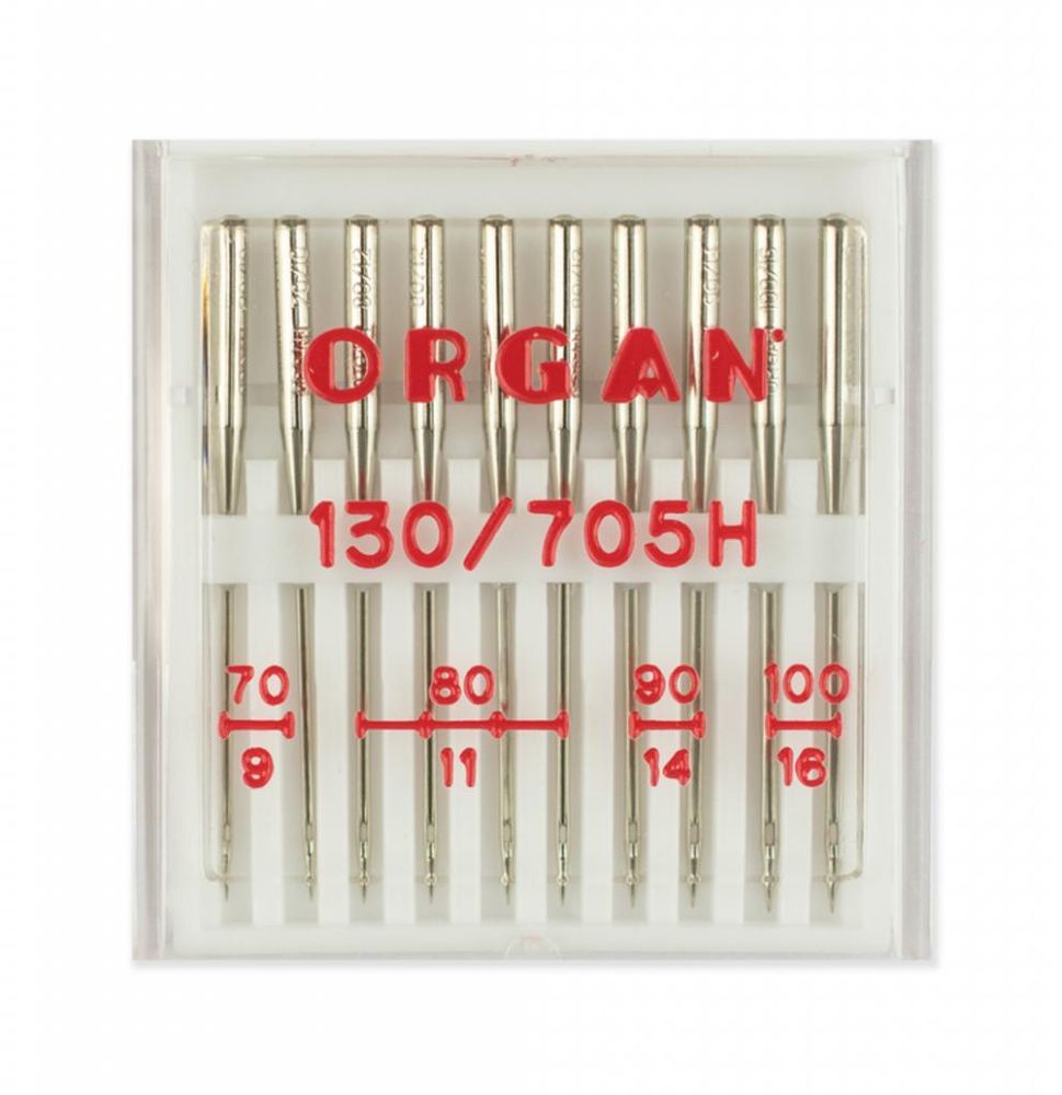Иглы для швейных машин стандарт №№70(2),80(4),90(2),100(2), 10шт, 130/705.70-100.10.H, Organ