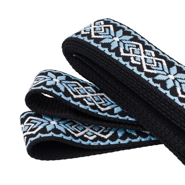 Стропа (ременная лента) 38 мм / 3 метра, [36.33 г/пог.м], с принтом 1-сторонняя, T0736 голубой/черный, 3Al359