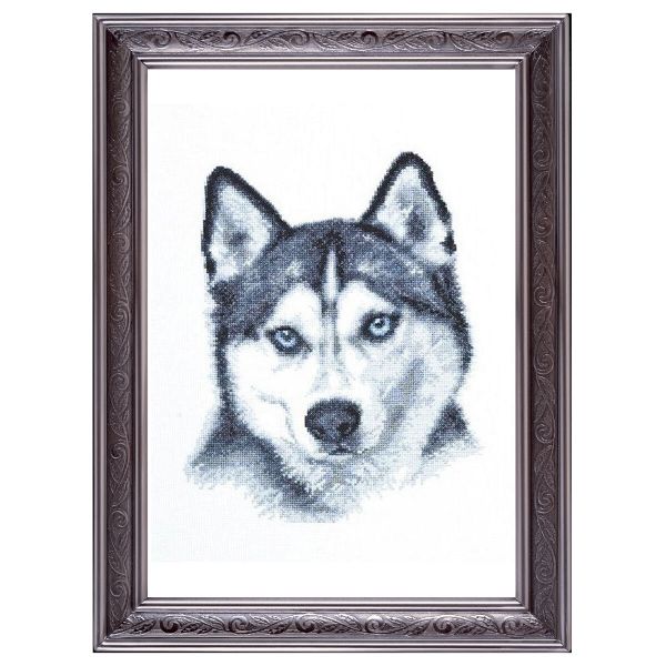 Набор для вышивания нитками Палитра, Взгляд хаски 21х27 см