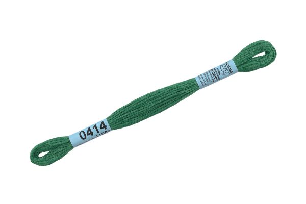 Мулине Gamma 100% хлопок, цв.0414 зеленый, 24 мотка по 8 метров