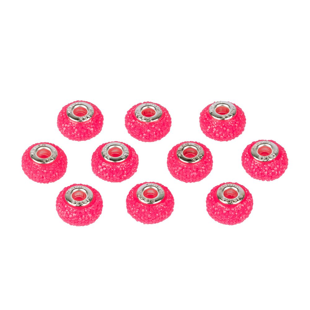 Бусины шармы 16 мм, 10 шт, смола, №14 розовый/неон, Zlatka RFB-16