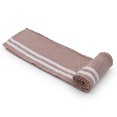 Подвяз (довяз) трикотажный 7.5х80 см, однослойный в полоску, пыльная роза цв.344/белый