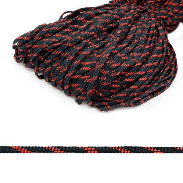 Шнур плетеный ⌀9.0 мм / 200 метров, обувной, черный с красным