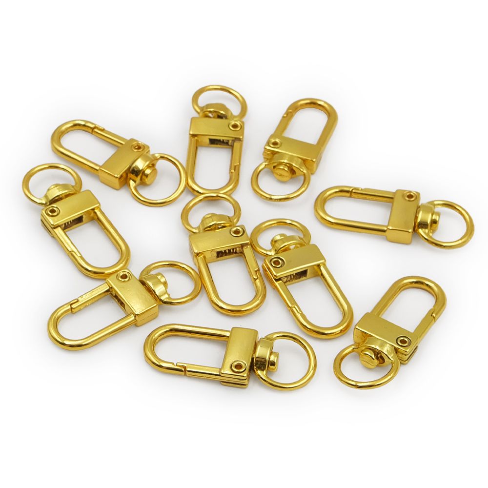 Карабин металл 10.0 мм (34х12 мм), желтое золото цв.01, 10 шт, ГД15089