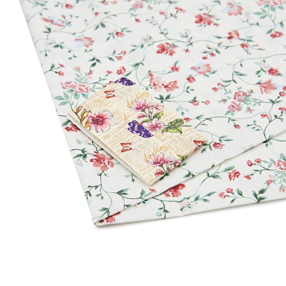 Ткань для рукоделия в наборе х/б с лентой 48х50см+1,5м (25673/25289 белый) 29433