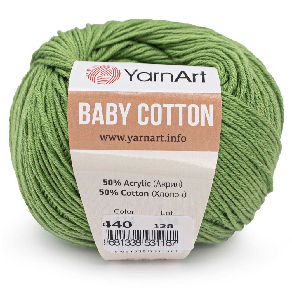 Пряжа YarnArt (ЯрнАрт) Baby Cotton / уп.10 мот. по 50 г, 165м, 440 зеленый