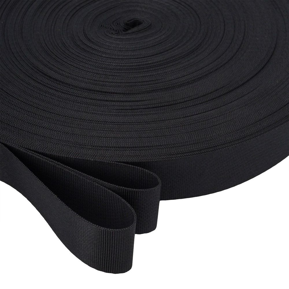 Стропа (ременная лента) 25 мм / 45.5 метров, [15 г/пог.м], черный, ГРХ10034