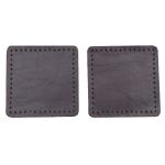 Заплатки пришивные из кожи, квадрат 6см с перфорацией, 2 шт, 100% кожа, 03 темно-коричневый, 9112